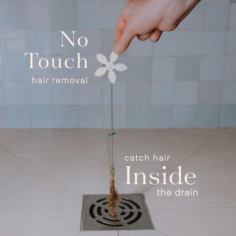 DrainWig â€‹DrainWig Shower Drain Hair Catcher â€“ Disposable White Flower (12-Pack) â€“ No-Touch Hair Removal for Flat Shower Drains â€“ As Seen on Shark Tank - Image 2